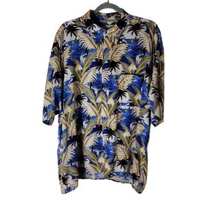 Munsingwear floral leaf print button down tropical shirt size XL